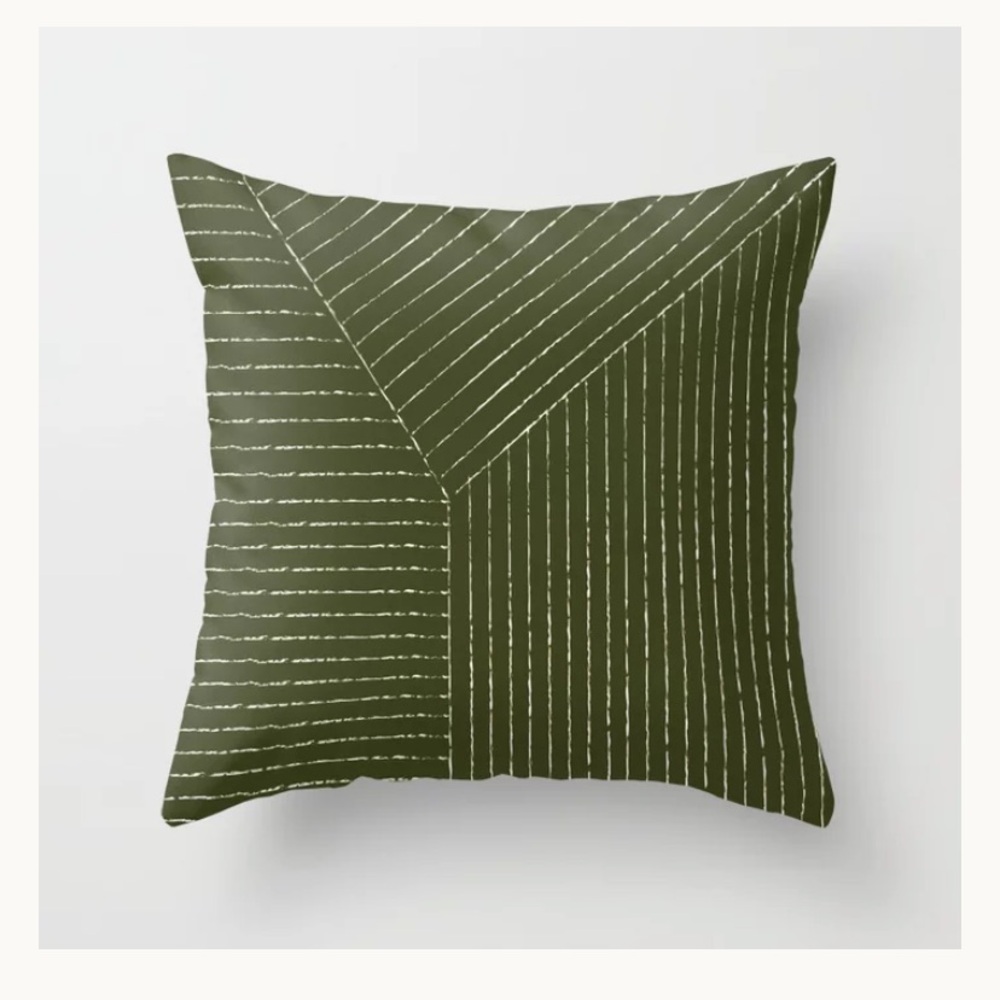 Society6 Olive Green Striped Throw Pillow